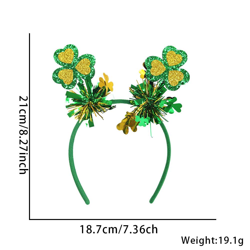 爱尔兰节发箍三叶草礼帽绿色头扣头饰圣帕特里克派对装饰彩条头箍