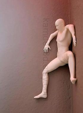 新款现代创意装饰墙雕QFR角”型落人角物“受惊人物墙角塑攀爬者