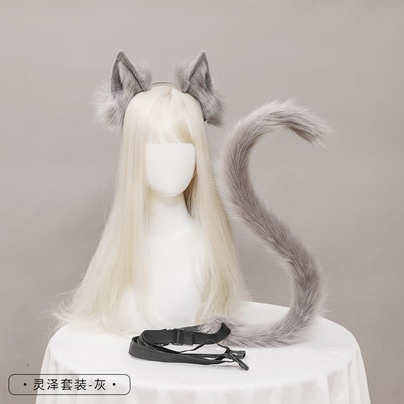 猫咪耳朵猫尾cosplay饰品手作仿真兽耳发箍尾巴配饰套装
