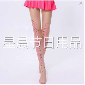 薄款美人鱼比基尼亮光珠光锦纶不勾丝袜 烫银印花纹身秋冬袜子女