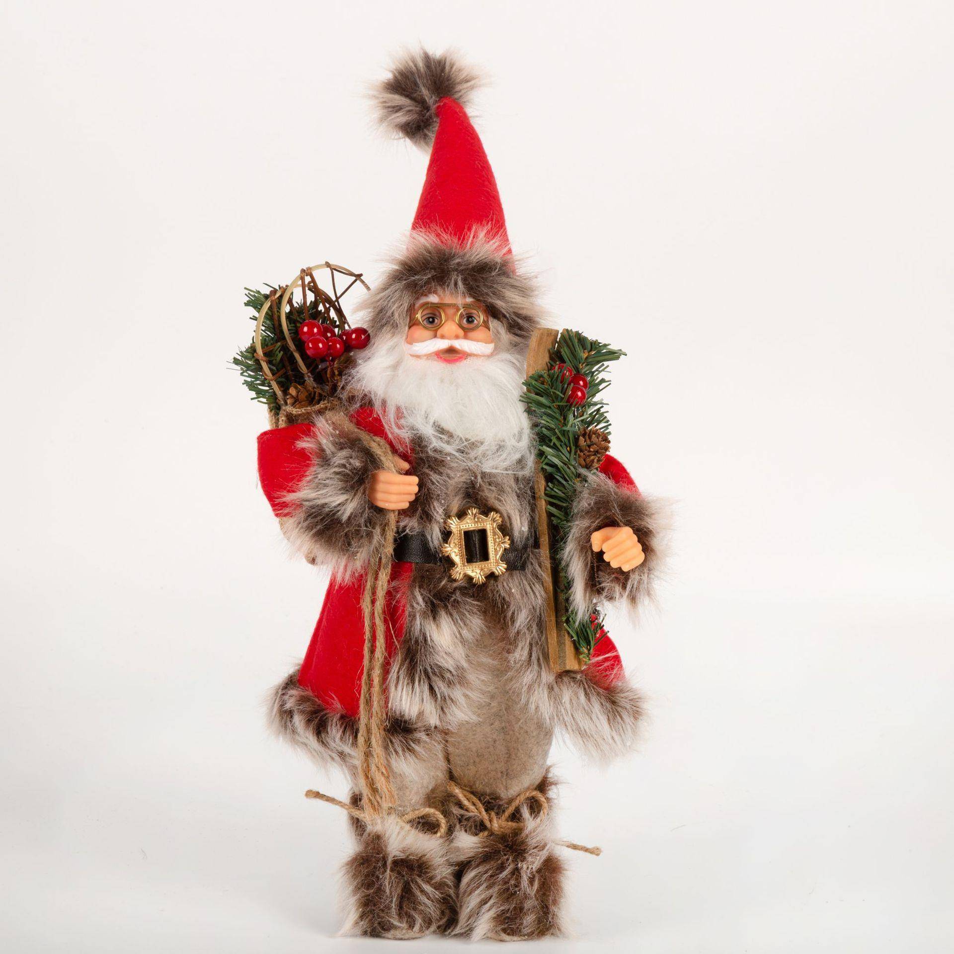 圣诞鑫特安装饰装品 经典款红色背包抱滑圣诞老人偶圣诞节摆玩件