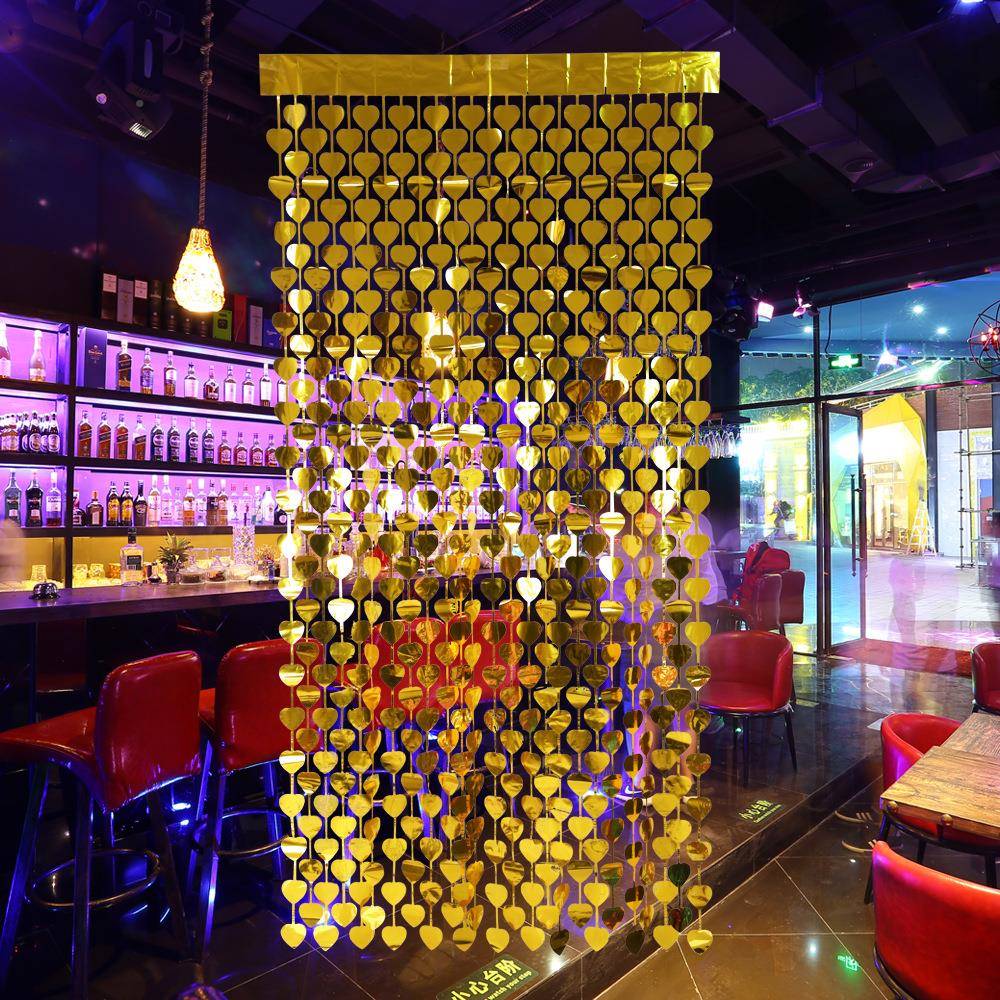 情人节爱心门帘婚房布具置窗帘婚礼照背拍景墙道装饰亮片SCR雨丝