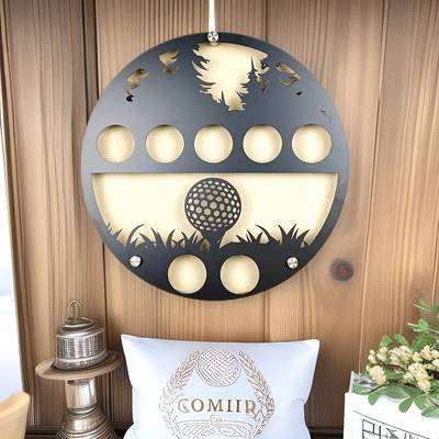 创意圆形高尔夫球袋铁皮剪影铁艺家居挂件高尔夫球装饰工艺品