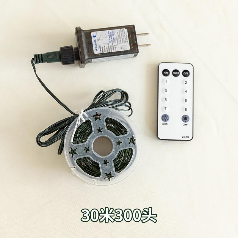 雪杉圣诞铜线灯树灯串绿线遥控星诞星灯串满天星圣藤圣条花诞环装