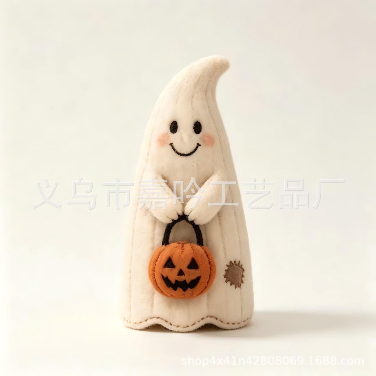 新品万圣节装饰品木质雕像摆件可爱家庭假日装饰品工艺品