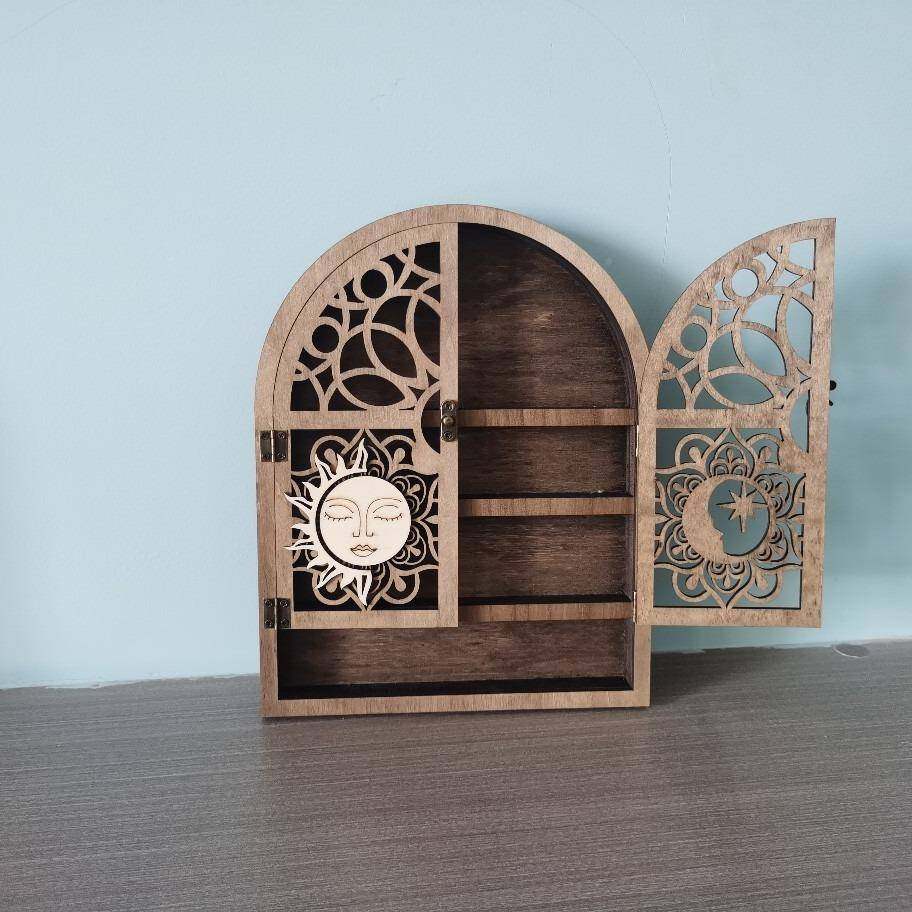 太阳ZUM亮置物架挂件家居木质壁工艺品晶展月示架开挂合水式水晶