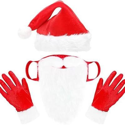 圣诞白节子老人552面具圣诞胡派对色扮演服装道具圣诞老人头套卡