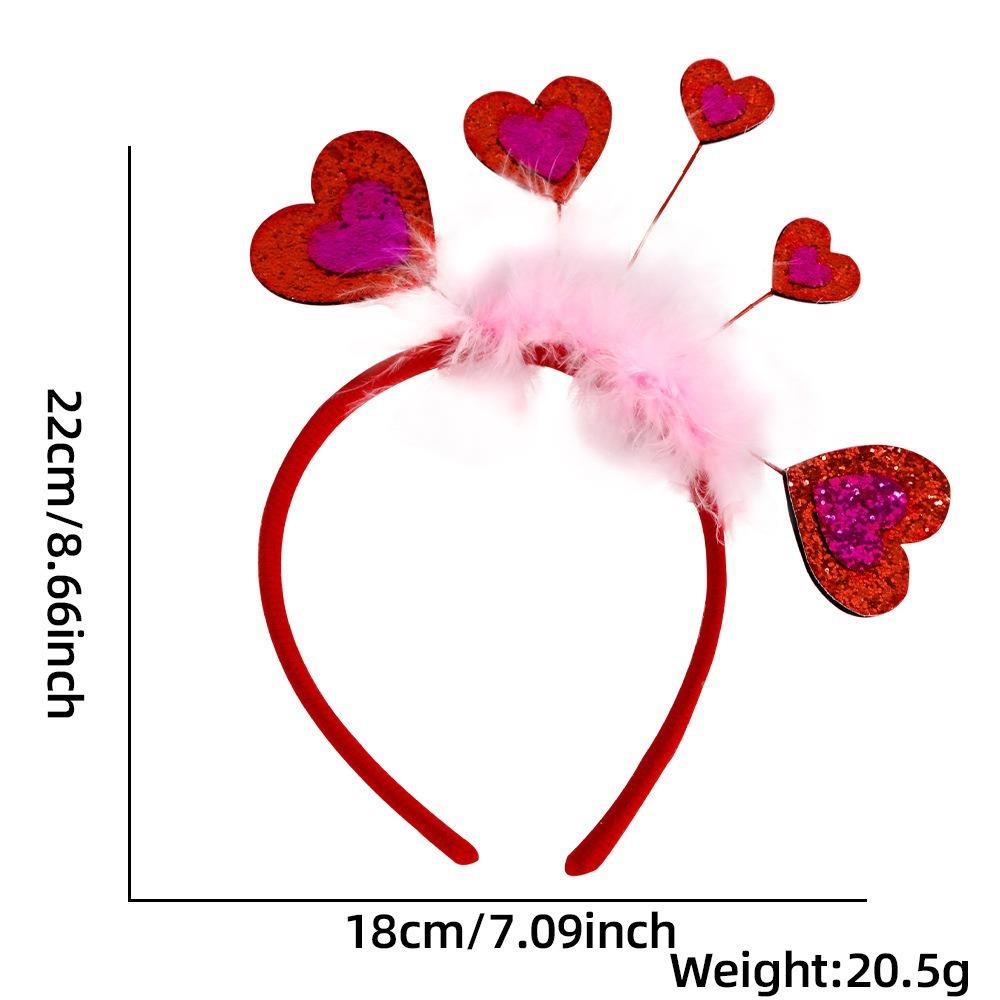情人节红色心发箍EJJ头饰毡婚派对装饰羽毛闪爱粉毛头箍发庆卡