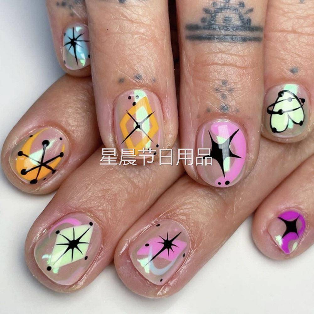 ins万圣节美甲爱心穿戴甲套装法式短款亮面美甲贴甜酷假指甲片