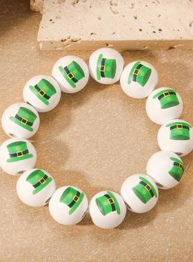 圣帕特里克节狂欢派对啤酒节爱尔兰个性时尚印花串珠木珠手链