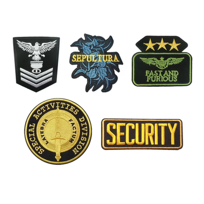 精致刺绣布贴双头鹰背胶贴SECURITY士气章可缝可烫徽章肩章