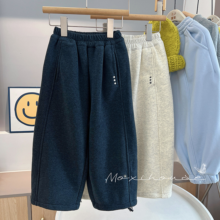 儿童秋冬男童运动加绒卫裤