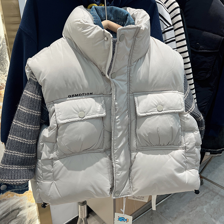 儿童大口袋立领保暖加棉马甲