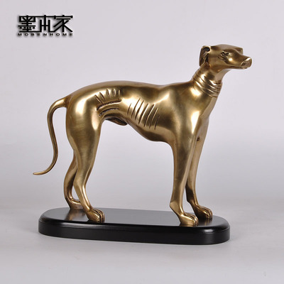 纯黄铜狗风水家居招财摆件贵犬护运守财铜狗工艺品客厅桌面装饰