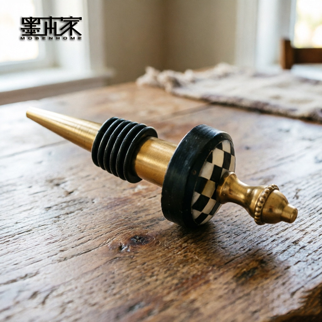 印度进口创意棋盘格黄铜酒塞红酒香槟瓶塞厨房酒店餐厅酒具配件