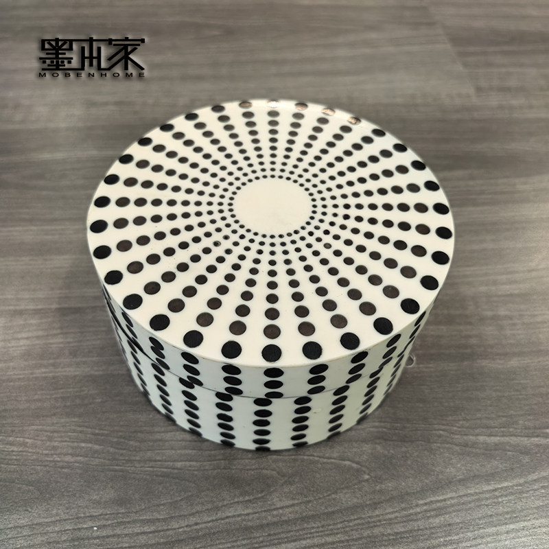 印度进口牛骨首饰盒黑色波点 收纳盒纳项链耳环盒子梳妆台摆件