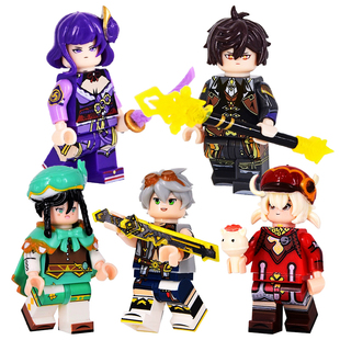 原神人仔雷电将军钟离胡桃七七第三方拼装积木游戏周边儿童玩具