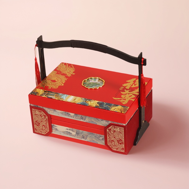 2件御尊龙腾至尊10粒红色提篮38x27月饼礼盒XD50648(6)