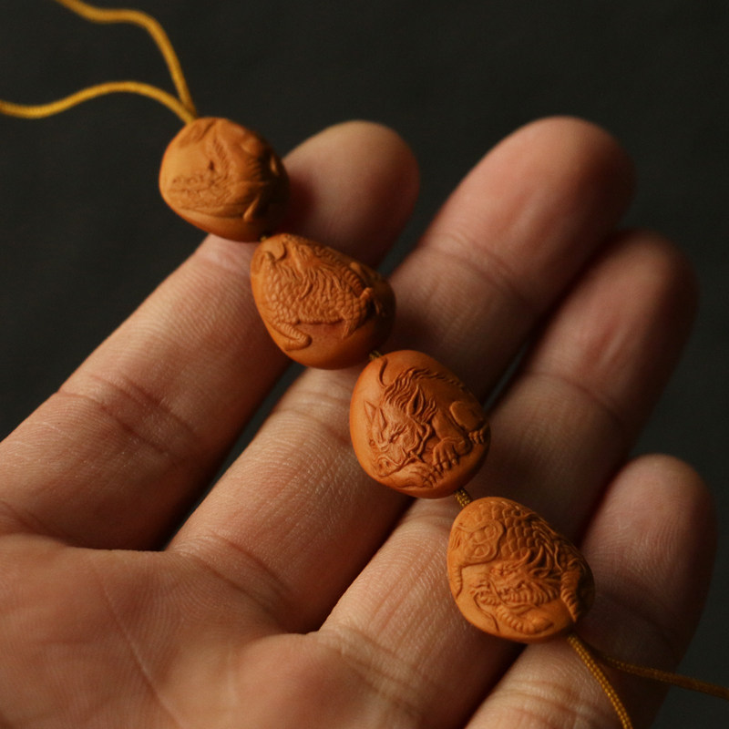 【麒麟】名家会能本工精工雕刻松子把件把玩挂件文玩收藏手串