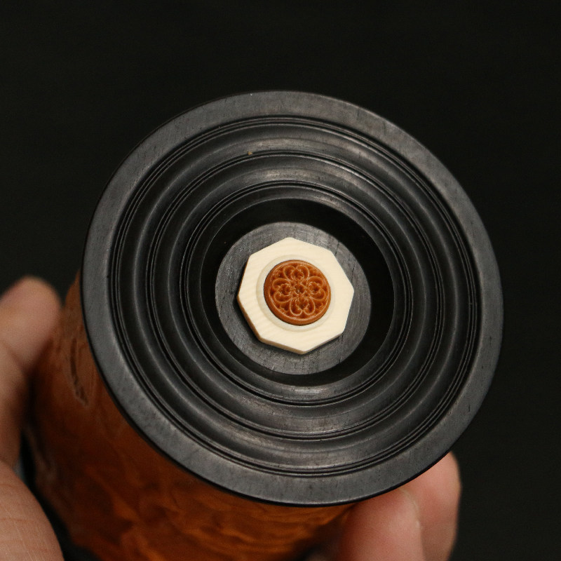 东阳名家张念超本工精工制作保定老葫芦黑檀木口盖鸣虫器具蝈蝈罐