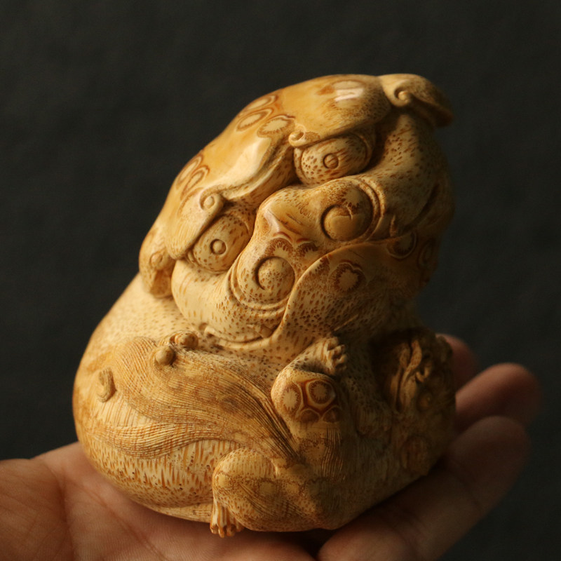 一物一拍孤品三舍出品玉竹老竹根纯手工精工雕刻"事事如意"狮子