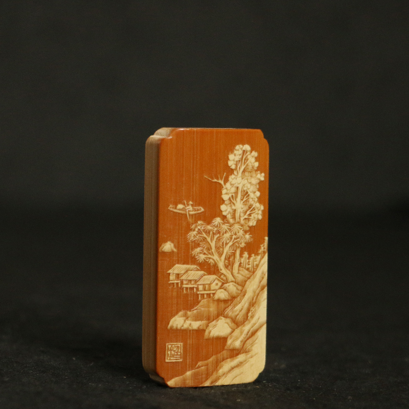 东阳名家戚挺飞本工纯手工精工雕刻留青雕刻老玉竹手牌挂件配饰竹