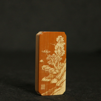 东阳名家戚挺飞本工纯手工精工雕刻留青雕刻老玉竹手牌挂件配饰竹