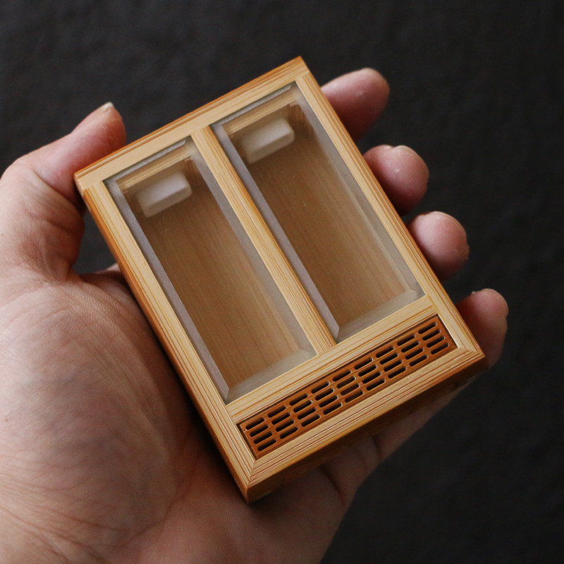 十几年老玉竹纯手工精工制作榫卯结构双室竹蛉盒鸣虫器具文玩竹