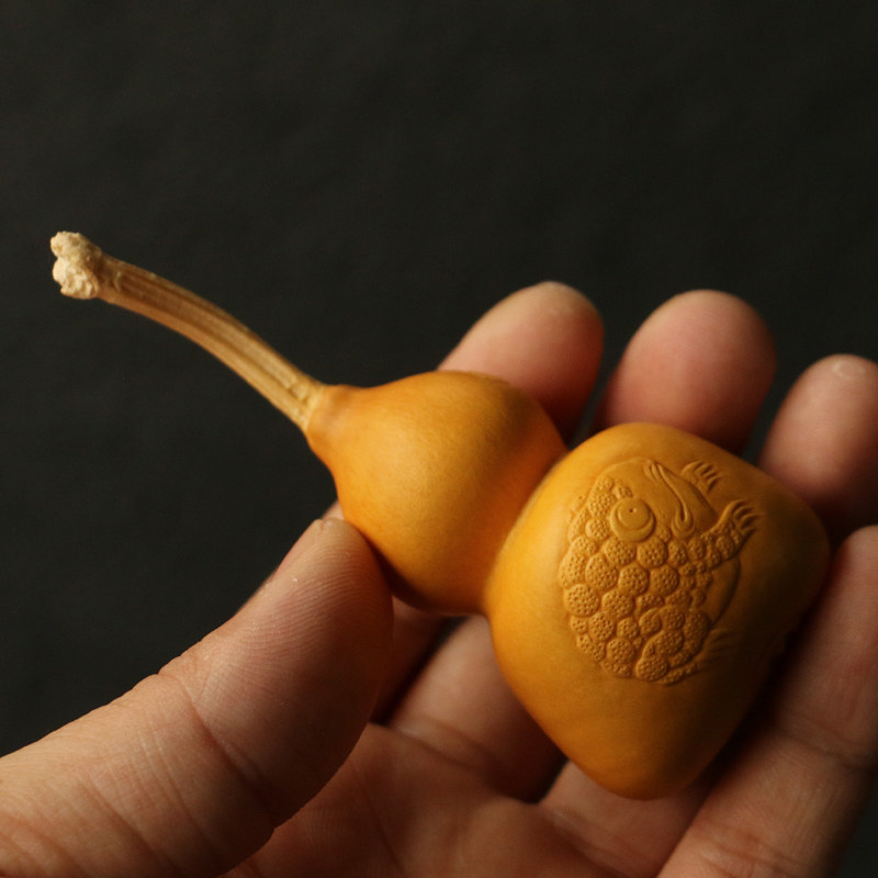 【一物一拍】河北保定钱袋子老葫芦纯手工压花"招财金蟾"手捏