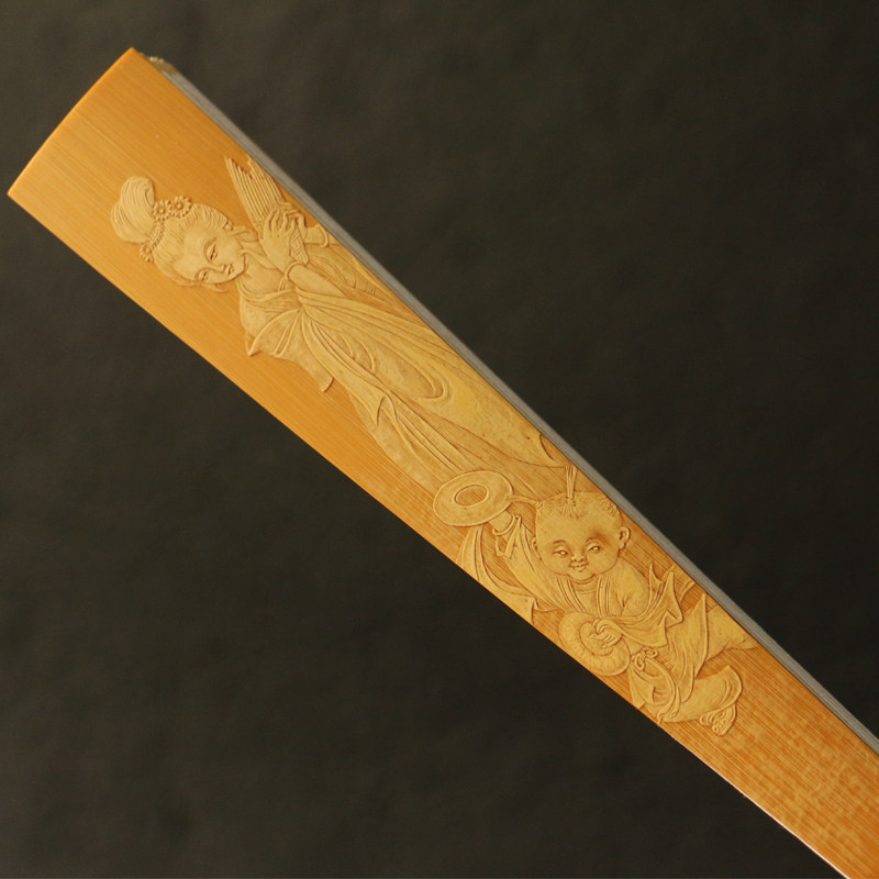 浙派安吉名家王伟精工扇骨东阳名家袁江本工留青雕刻文人折扇竹扇