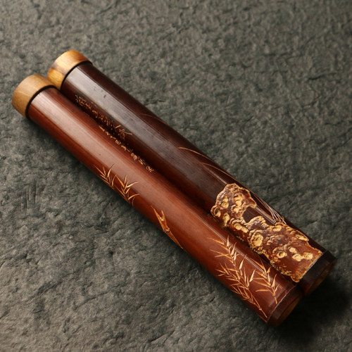 纯手工精工雕刻老煤竹香筒