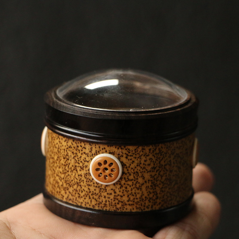 苏工精工制作芝麻竹老料纯手工精制黑檀木口盖金钟竹蛉罐鸣虫器具