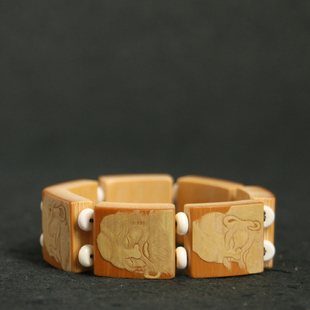 戚挺飞本工精工老玉竹留青雕刻“达摩面壁”文玩收藏把玩把件竹器