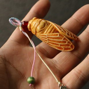 【金蝉】精选驼鹿角纯手工精工雕刻“一鸣惊人”雕刻把件挂件收藏