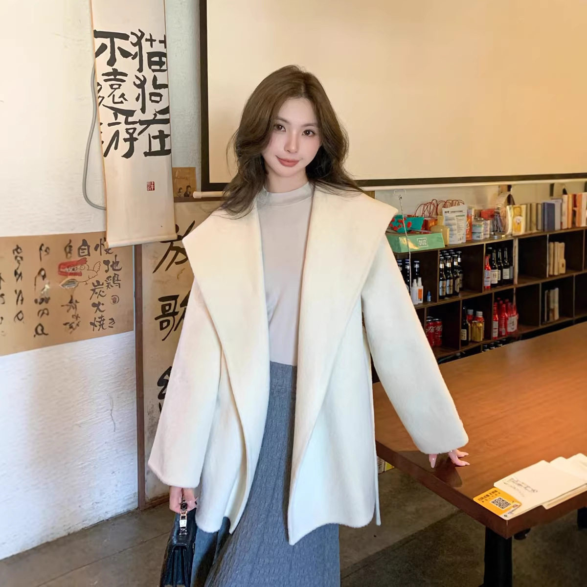 MOLIN双面羊绒呢子大衣女短款小