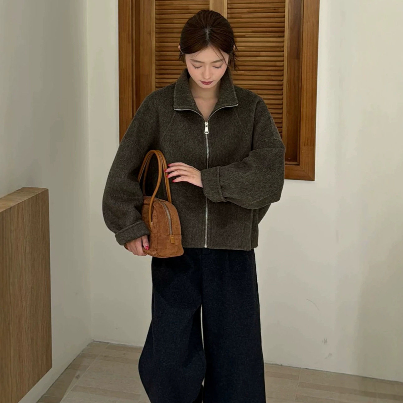 MOLIN冬厚实慵懒风翻领拉链双面