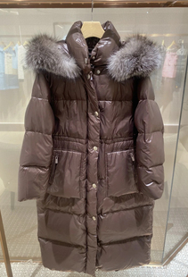 狐狸毛领S码 羽绒服收腰款 充绒261g r巧克力色长款 现货·J