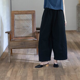 大拙复古风慵懒感松紧腰棉麻显瘦百搭休闲通勤休闲裤 210513