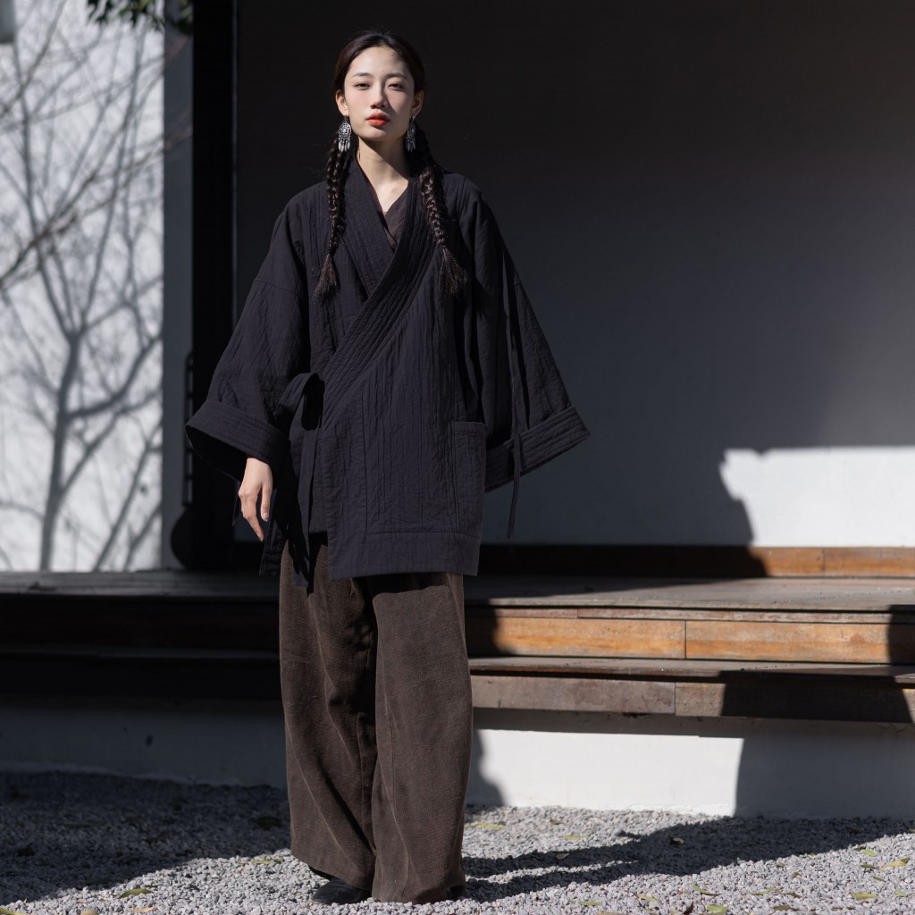 大拙禅意风系带宽松款外套