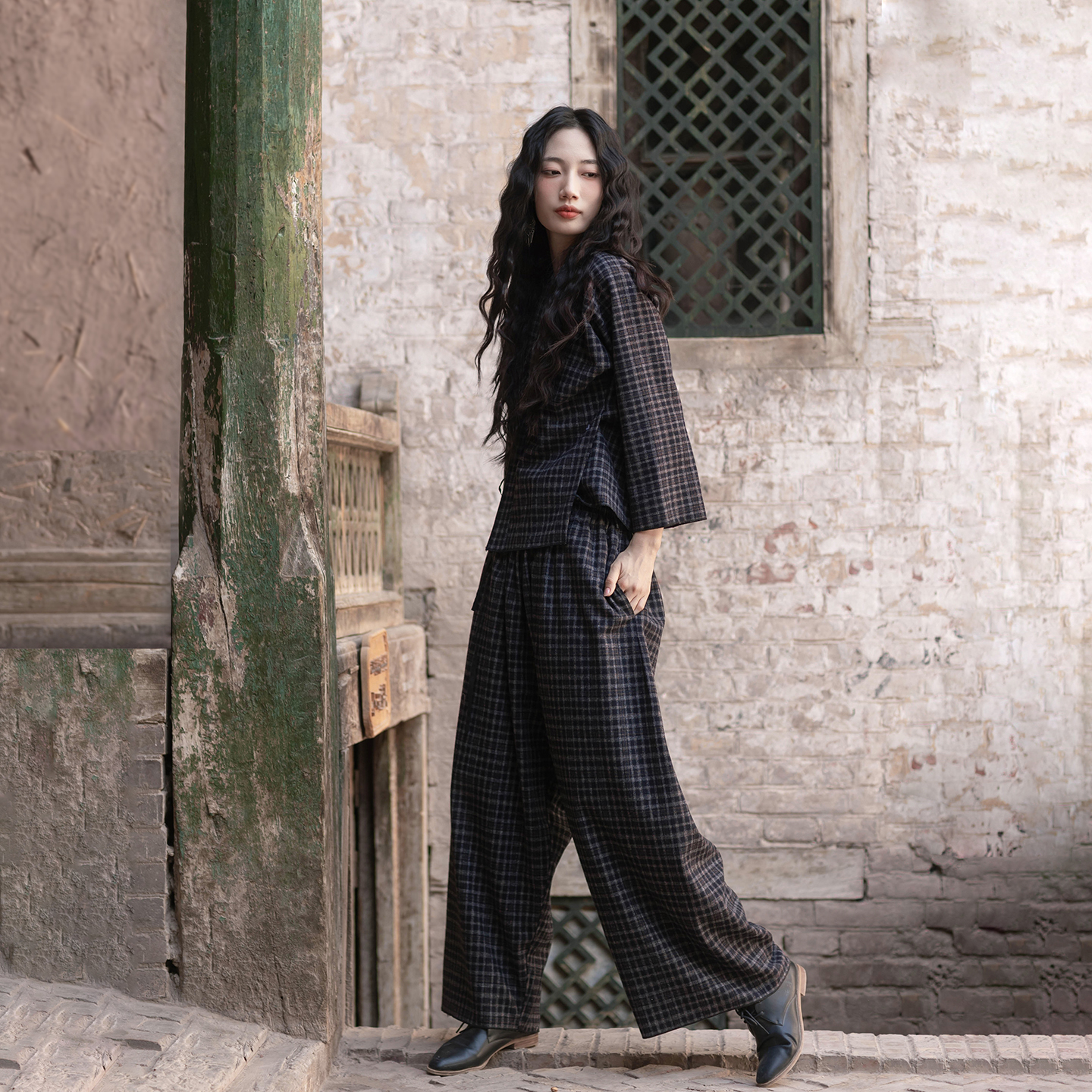 大拙秋冬氛围感复古毛呢休闲裤