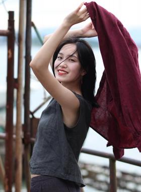 [ 大拙 . da_zhuo ] 四季皆宜复古经纬色织亚麻背心可打底200730