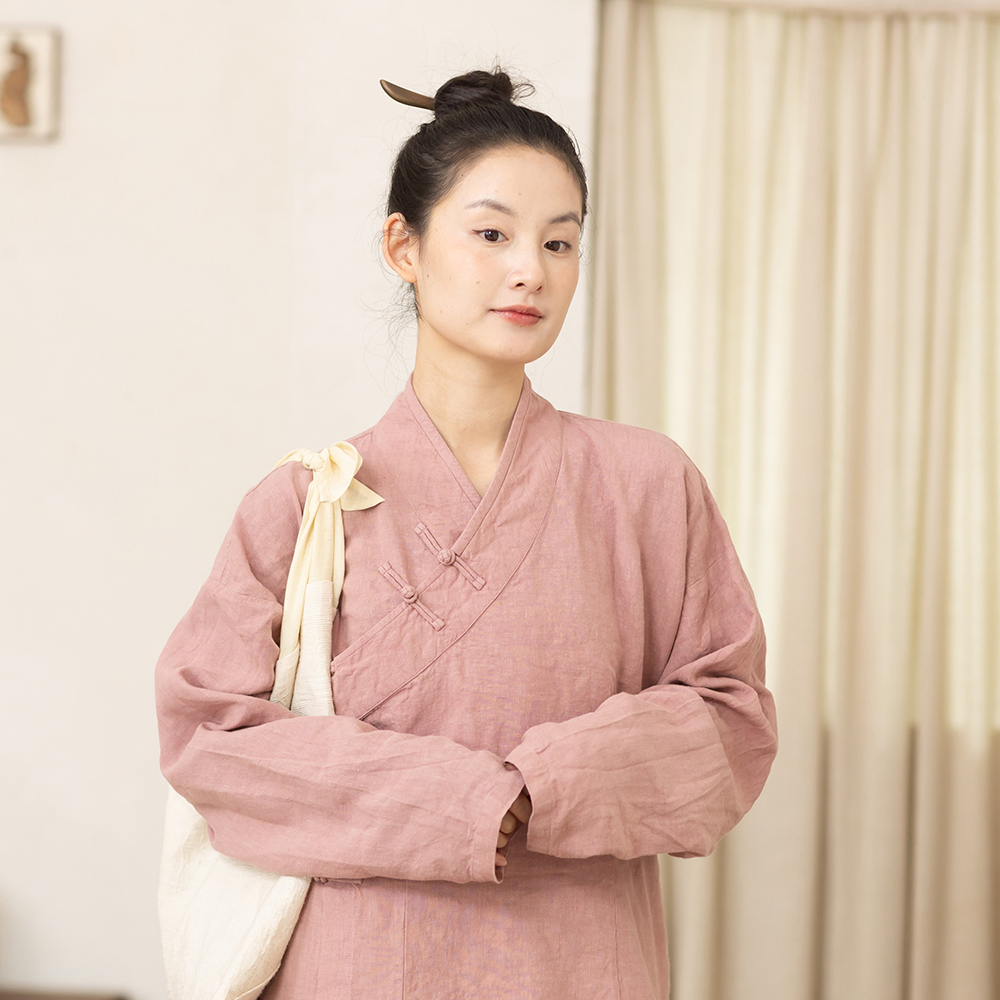 大拙新华服穿搭新中式改良国风亚麻茶服/衬衫50829