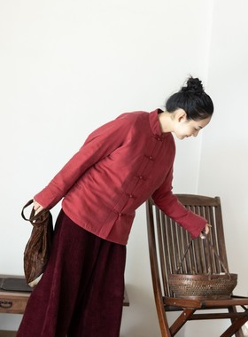 大拙美拉德穿搭高级感丝滑铜氨丝小立领盘扣通勤棉衣70210