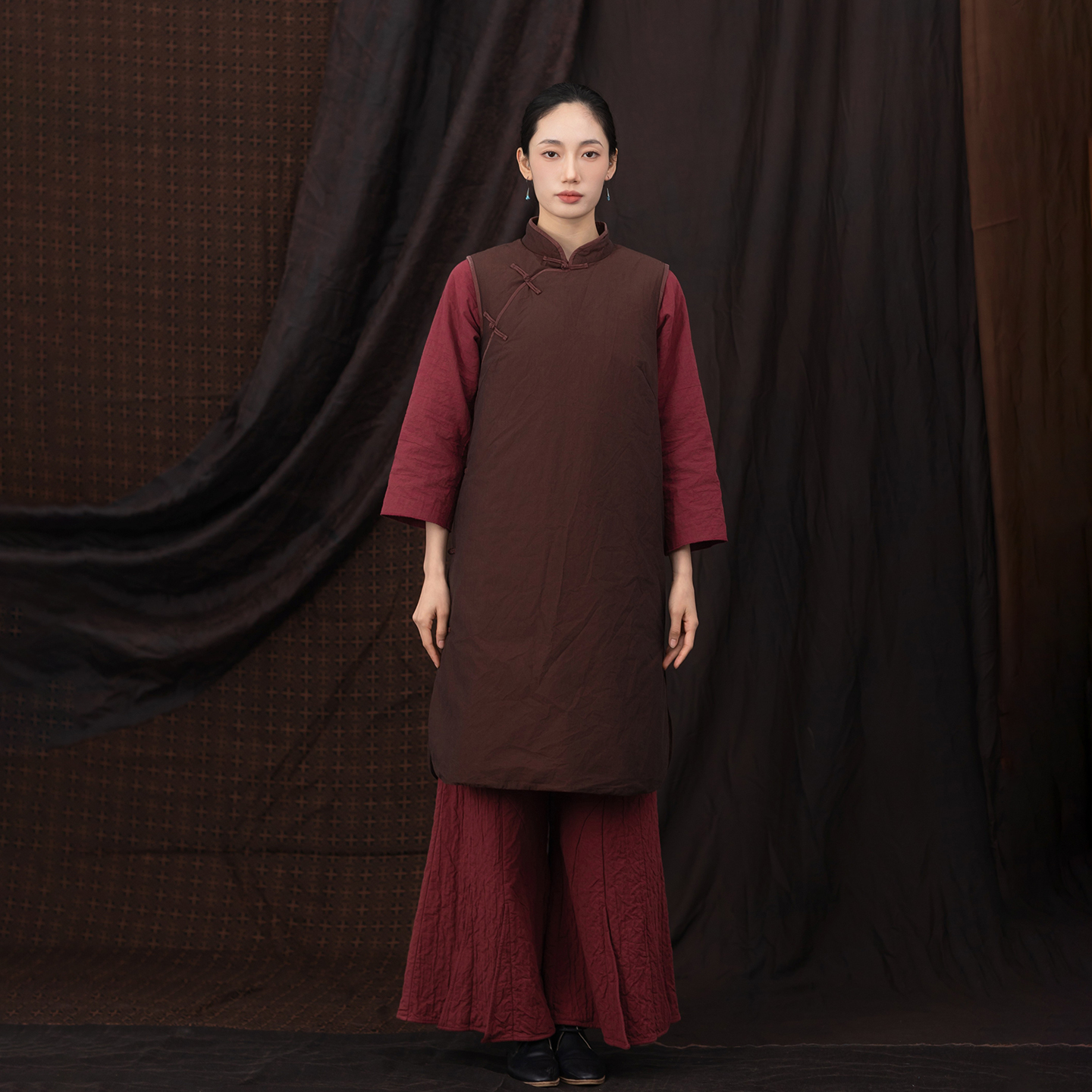 大拙温婉儒雅中式美棉马甲