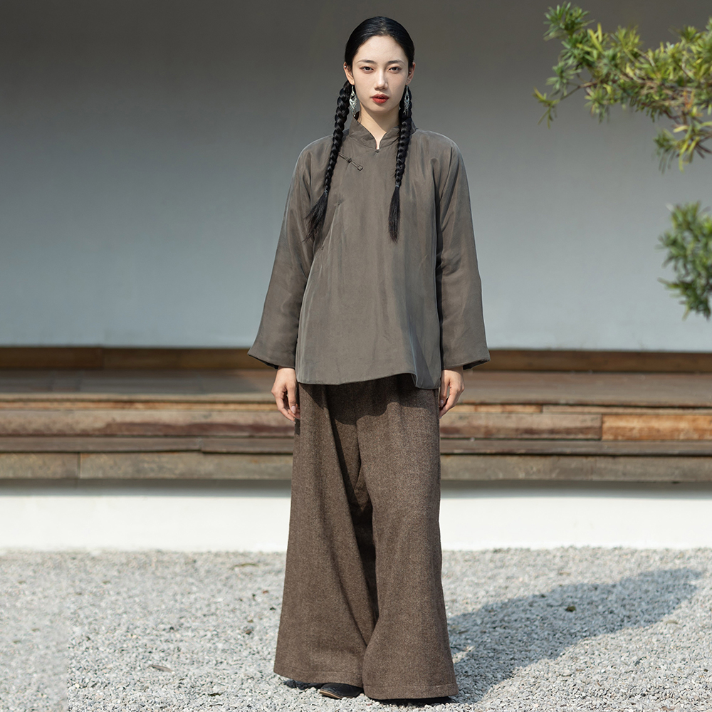 大拙国风新中式棉衣铜氨丝斜襟宽松款棉袄51010