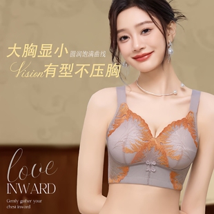 塑造秀内衣店刺绣皇后大胸显小薄款塑型无钢圈收副乳调整型文胸罩