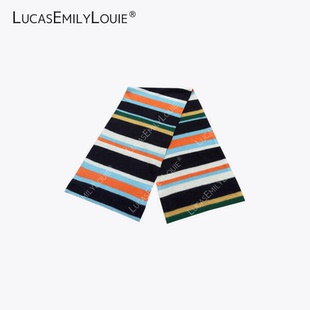 LUCASEMILYLOUIE 欢姐0220复古彩色条纹洗溶羊毛围巾250087
