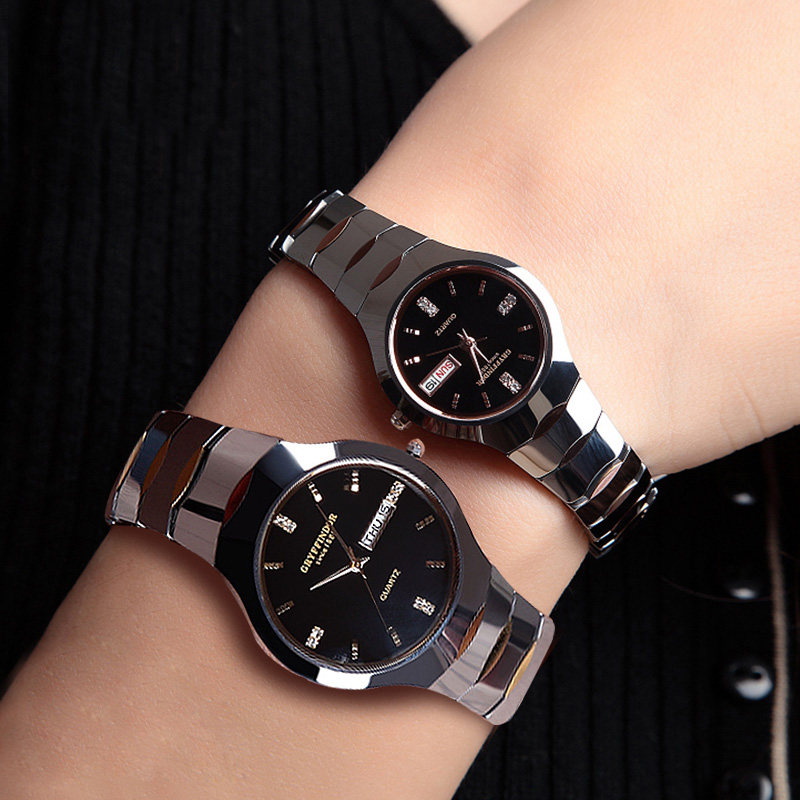 情侣手表一对韩版时尚潮流防水超薄简约男女士手表钨钢石英情侣表