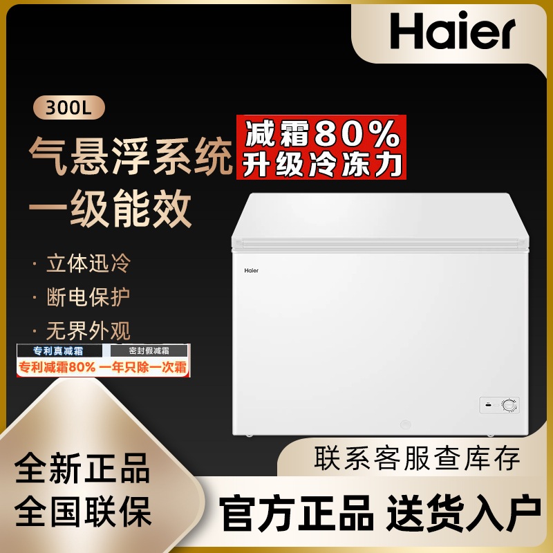 Haier/海尔 BC/BD-300GHD家用100/200/300升卧式冰柜冷柜减霜冰箱
