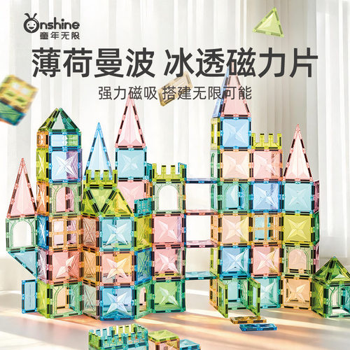 儿童磁力片棒彩窗磁吸积木拼装图男女孩磁性方块生日礼物益智玩具